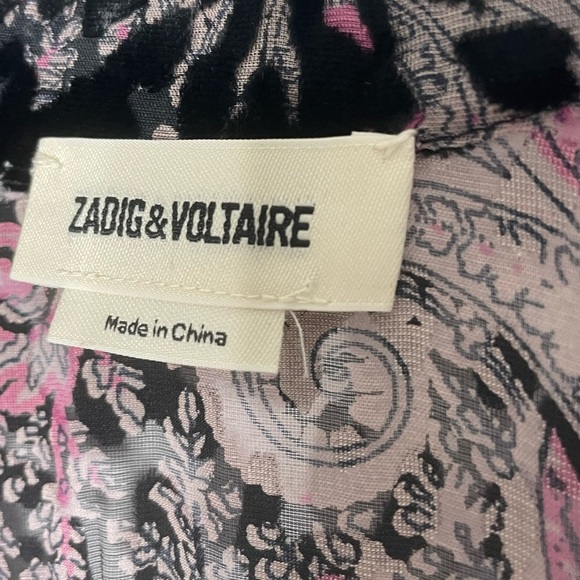 Zadig & Voltaire Purple Tori Leopard Velvet Devore Silk Blend Top. Size Small - Picture 7 of 10
